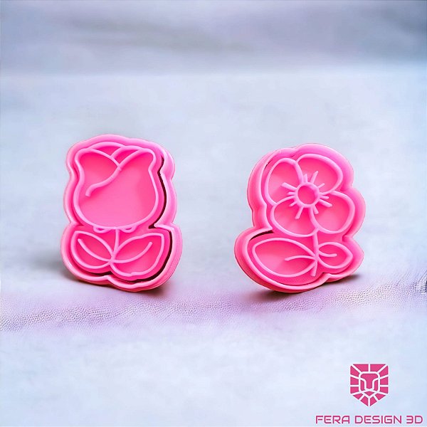 Cortador e Marcador 3D Flores Rosa e Margarida (Mães / Mulher)